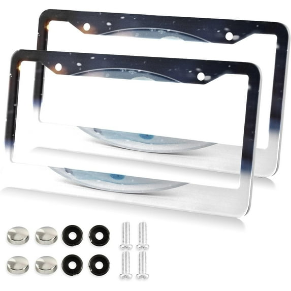 Blue Snowman License Plate Frame, Aluminum Car Tag Frames, 2 Pack Universal Car License Plate Covers with 2 Holes and Screws Decorative