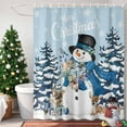 thumbnail image 1 of Blue Snowman Shower Curtain, 66" x 72", Christmas Tree Winter Snowflake Light Blue Waterproof Bathroom Curtain Washable Shower Curtain Set with 12 Hooks, 1 of 6