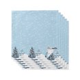Blue Snowman Snowflake Christmas Dinner Napkins Cloth Set of 6