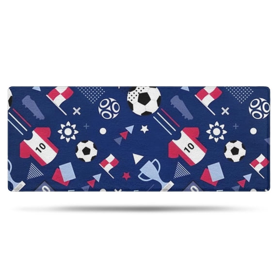 Blue Soccer Elements Pattern Bathroom Rugs Mat,Non Slip Microfiber Bathroom Rug,Rubber Backing,Soft Bathroom Mats for Bathroom Floor,Tub and Shower,60x24in(150x60cm)