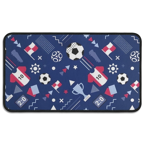 Blue Soccer Elements Pattern Door Rugs,Washable Non Slip Door Mats Indoor,Decorative Door Mats,Entry Mat Indoor for Entrance,Bedroom,Kitchen,Bathroom,30"x17"