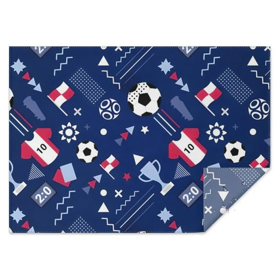 Blue Soccer Elements Pattern Rectangle Tablecloth 60"x84",Waterproof Polyester Rectangle Table Cloth, Wipeable Spillproof Polyester Tablecloth for Dining, Camping, Indoor and Outdoor