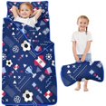 thumbnail image 1 of Blue Soccer Elements Pattern Toddler Nap Mats for Kids Preschool,Sleeping Mat Bag or Kids,Toddler Sleeping Bag,Toddler Nap Mat or Daycare, 1 of 6