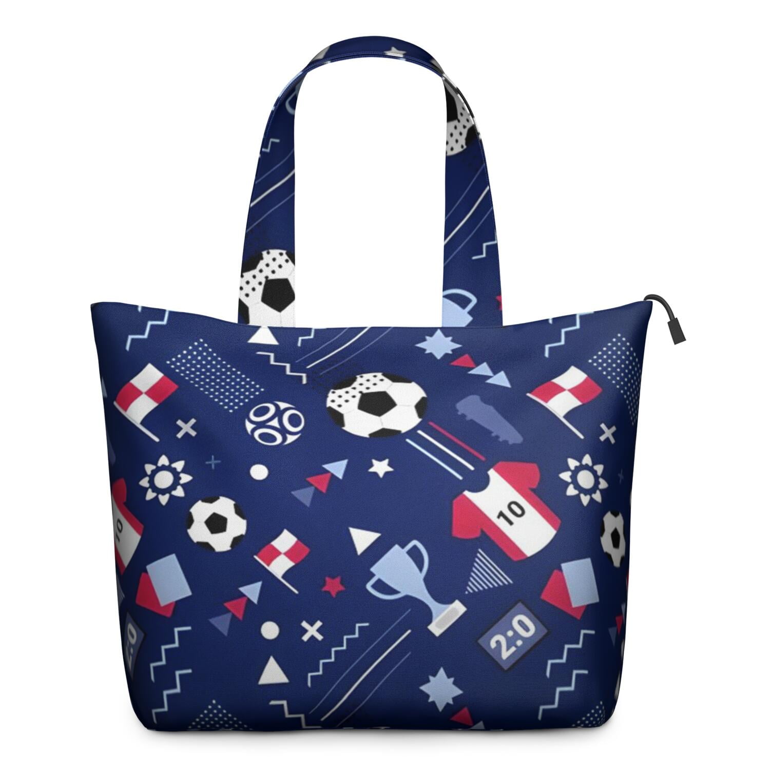 Blue Soccer Elements Pattern Travel Tote Bags for Women Carry On,Large — free download