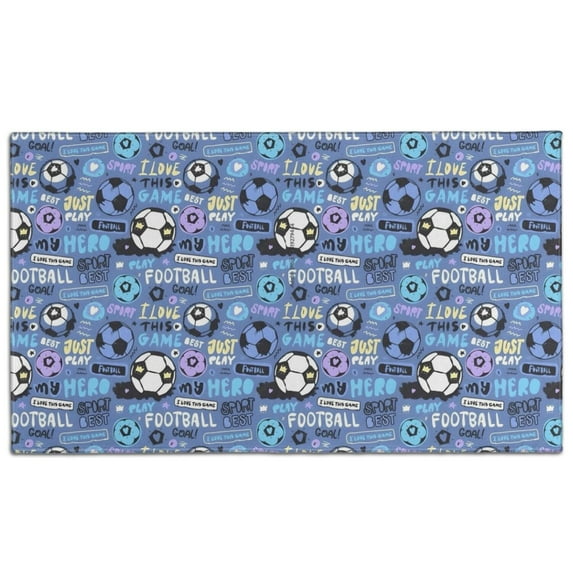 Blue Soccer Themed Pattern Door Rugs,Washable Non Slip Door Mats Indoor,Decorative Door Mats,Entry Mat Indoor for Entrance,Bedroom,Kitchen,Bathroom,17"x30"