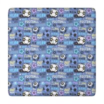 Blue Soccer Themed Pattern Square Fitted Tablecloth with Elastic Edge,Square Table Cover,Washable Elastic Table Cover for Home Kitchen Party Decor 34"x34"