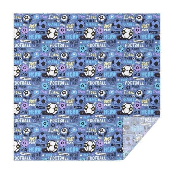 Blue Soccer Themed Pattern Square Tablecloth,Waterproof Square Table Cover,Wipeable Spillproof Washable Table Cover for Home Kitchen Party Decor 42"X42"(107x107cm)