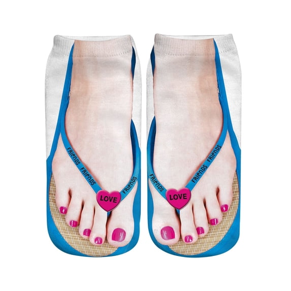 Blue Socks 3D Pattern Manicure Print Socks Funny Hidden Running Socks Women Personalized
