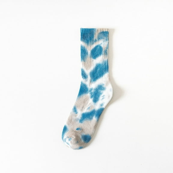 Blue Socks Adult Fall and Winter New Tie Dye Mid Calf Socks Couple Socks Street Personality Hip Hop Skateboarding Socks