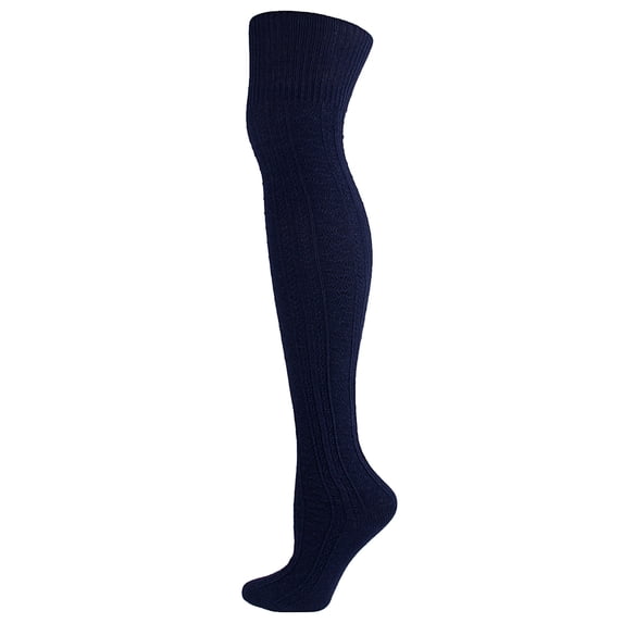 Blue Socks Adult Women Knitting Solid Color Knee-High Socks Cotton Fashion Long Stockings