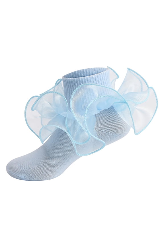 Blue Socks Children's Socks with Lace Ruffles Girls Ankle Socks Kids Dance Sock for Cute Baby Frilly Socken for Girls Sock
