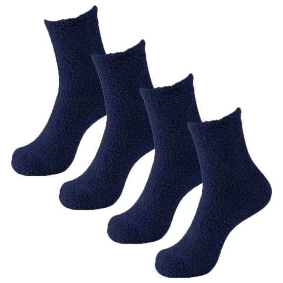 Blue Socks Fuzzy Socks 2 Pairs Cozy Slipper Fluffy Socks Casual Socks for Men Winter Warm Soft Cabin Stocking Comfy Sleep Socks