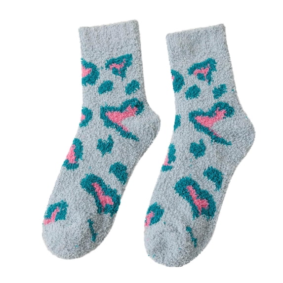 Blue Socks Women Furry Thickened Mid Tube Socks Warm Love Floor Socks Confinement Socks