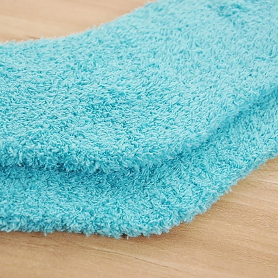 Blue Socks Women Fuzzy Cozy Slipper Socks Warm Soft Winter Plush Home Sleeping Socks