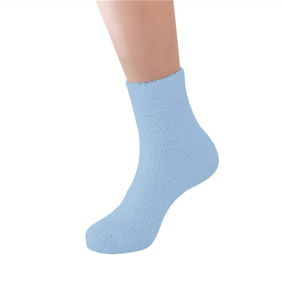 Blue Socks Women Fuzzy Fluffy Cozy Slipper Socks Warm Soft Winter Plush Home Sleeping Socks