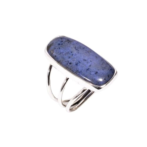 Blue Sodalite Stone 925 Sterling Silver Statement Ring Gift for Men and Women