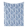 thumbnail image 1 of Blue Soft Flannel Fleece Blanket, Delicate Spring Season Themed Floral Pattern in Traditional Russian Gzhel Style, Cozy Plush for Indoor and Outdoor Use, 60" x 80", Cobalt Blue White, by Ambesonne, 1 of 5