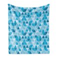 thumbnail image 1 of Blue Soft Flannel Fleece Blanket, Geometric Pattern with Triangles in Oceanic Winter Colors Abstract Mosaic, Cozy Plush for Indoor and Outdoor Use, 60" x 80", Blue Sky Blue Pale Blue, by Ambesonne, 1 of 5