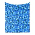 thumbnail image 1 of Blue Soft Flannel Fleece Throw Blanket, Abstract Geometrical Hexagonal Squared Shapes Image Ombre Style Art, Cozy Plush for Indoor and Outdoor Use, 60" x 80", Turquoise Dark Blue, by Ambesonne, 1 of 5