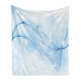 thumbnail image 1 of Blue Soft Flannel Fleece Throw Blanket, Blurred Motion Swirl Lines Futuristic Round Shapes Curve Looking Print, Cozy Plush for Indoor and Outdoor Use, 70" x 90", Baby Blue and Blue, by Ambesonne, 1 of 5