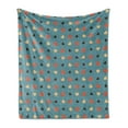 thumbnail image 1 of Blue Soft Flannel Fleece Throw Blanket, Couple Valentines Theme Romantic Love Themed Polka Dots Like Hearts, Cozy Plush for Indoor and Outdoor Use, 50" x 70", Blue Brown and Vermilion, by Ambesonne, 1 of 5