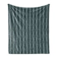 thumbnail image 1 of Blue Soft Flannel Fleece Throw Blanket, Ocean Under the Sea Wave Lines Zebra Inspired Stipes Image, Cozy Plush for Indoor and Outdoor Use, 70" x 90", Almond Green Slate Blue, by Ambesonne, 1 of 5