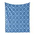 thumbnail image 1 of Blue Soft Flannel Fleece Throw Blanket, Retro Pattern with Grunge Look Classical Revival Tile Design Nested Ring Shapes, Cozy Plush for Indoor and Outdoor Use, 60" x 80", Blue Pale Blue, by Ambesonne, 1 of 6