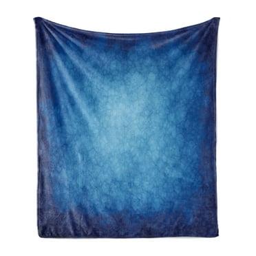 Blue Soft Flannel Fleece Throw Blanket, Stained Abstract Monochrome Tones Centered Print, Cozy Plush for Indoor and Outdoor Use, 70" x 90", Royal Blue Cobalt Blue, by Ambesonne