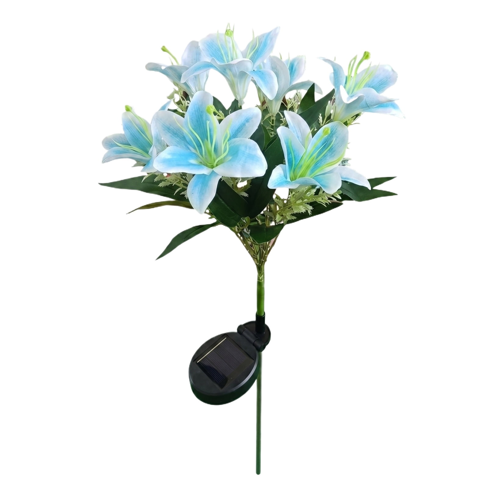 Blue Solar Powered Lily Flower Garden Stake Lights - Outdoor Led ...