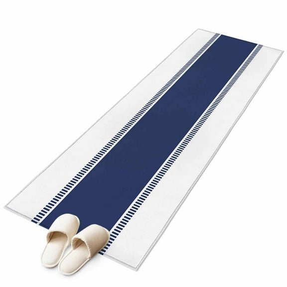 Blue Solid Color Texture Runner Rug 2x6 FT, Non Slip Hallway Carpet, Simple Blue Pattern Washable Soft Floor Carpet Non-Shedding Throw Runner Carpet Long Rug for Entryway Kitchen Bedside Sliding Door