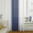 thumbnail image 1 of Blue Solid Color Texture Semi Sheer Curtains Drapes for Living Room, Bedroom, French Doors Window 108 Inches Long, Simple Blue Pattern Rod Pocket Chiffon Curtain Drapery Voile Draperies Panel, 1 of 6