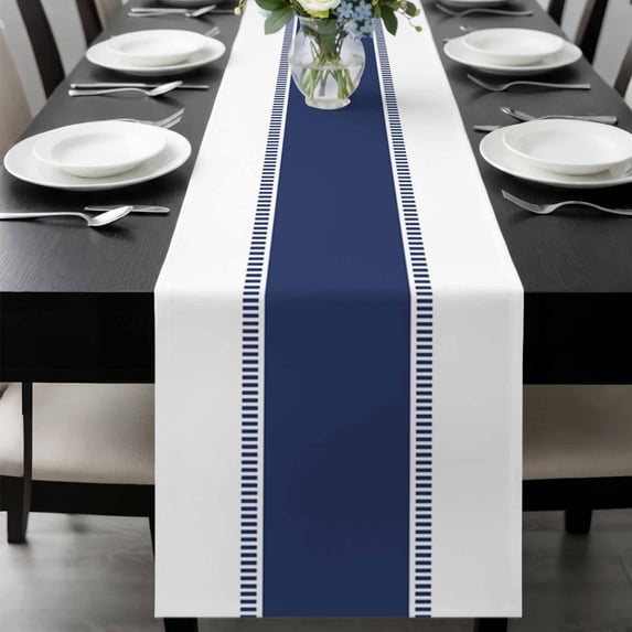 Blue Solid Color Texture Table Runner 72 Inches Long, Simple Blue Pattern Kitchen Coffee Dining Table Decoration for Home Party Birthday Wedding Home Decor 13x72 Inches