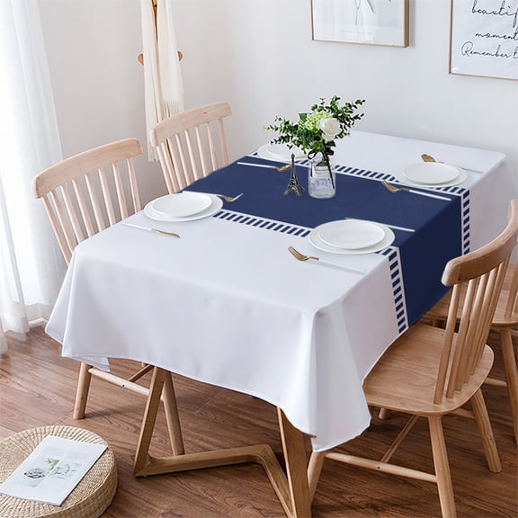 Blue Solid Color Texture Tablecloth Rectangle Table Cloth 60x102 , Waterproof Tablecloth Outdoor Table Cloth, Simple Blue Pattern Washable Table Cover for Kitchen Dining Party