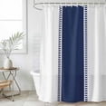 thumbnail image 1 of Blue Solid Color Texture Waterproof Fabric Shower Curtain,Simple Blue Pattern Waterproof Fabric Shower Curtain for Bathroom Curtains Bathtubs Hotel Shower Curtains with 12 Hooks Small 36x78in, 1 of 8