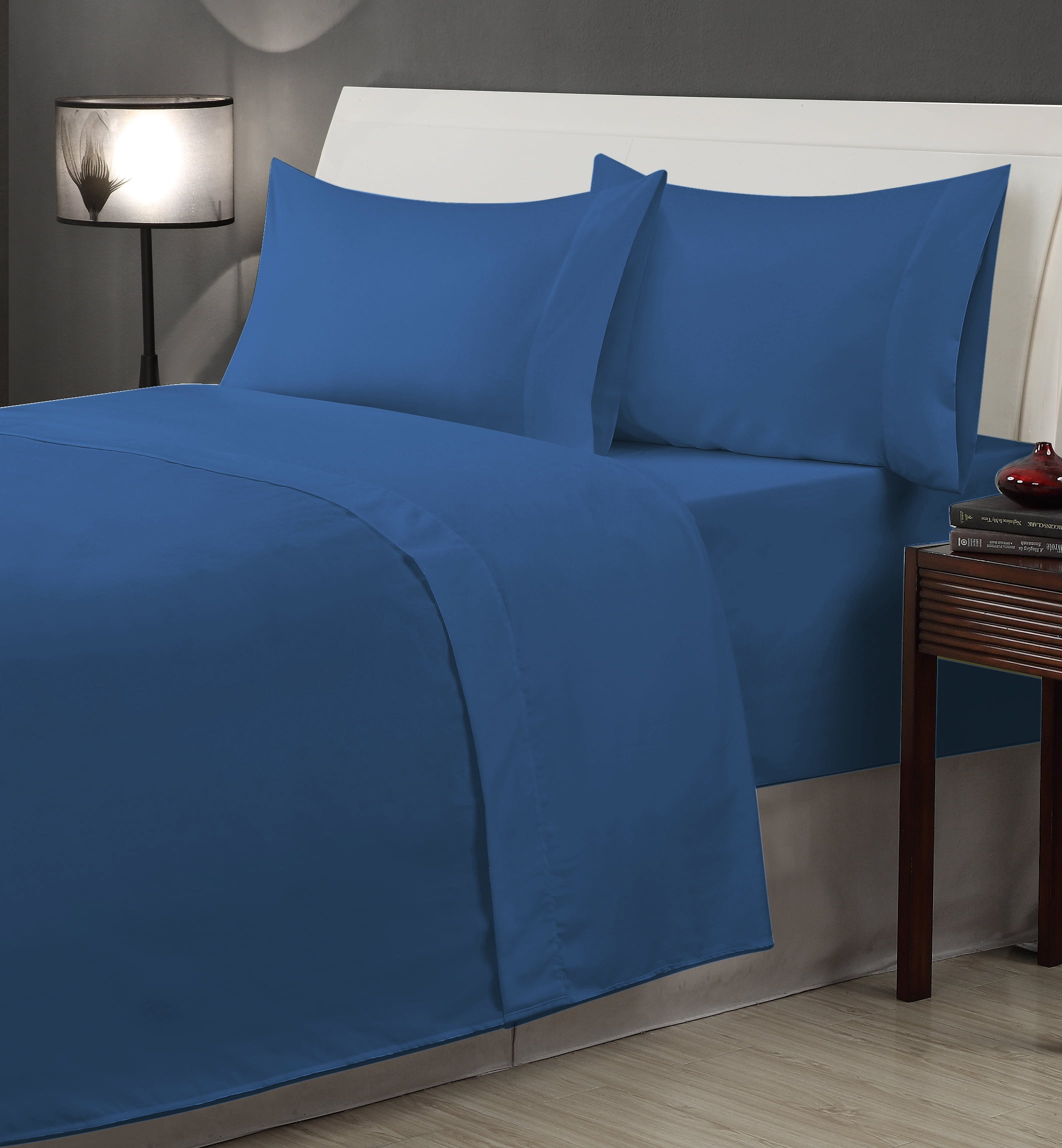 Blue Solid Sheet Set Queen Blue