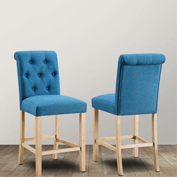 Blue Solid Wood - Button Tufted Back - Breakfast Nook Use / Aesthetically Pleasing