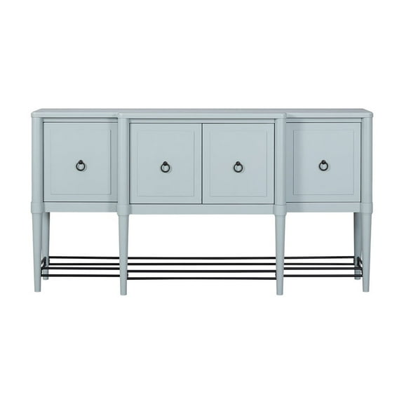 Blue Solid Wood Sideboard, Design, 4 Storages, Ocean Finish Sideboard In Finish, Spaces, Metal Accents,