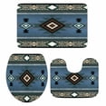 thumbnail image 1 of Blue Southwest Bath Mat 3 Piece Bathroom Rug Set, Farmhouse Boho Aztec Abstract Geometric Non Slip Bath Rug Contour Mat and Toilet Lid Cover, Absorbent Shower Mats Soft Bath Rugs and Mats Sets, 1 of 8
