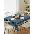 thumbnail image 1 of Blue Southwest Tablecloth Rectangle Table Cloth 60x102, Waterproof Tablecloth Outdoor Table Cloth, Farmhouse Boho Aztec Abstract Geometric Washable Table Cover for Kitchen Dinning Party, 1 of 8