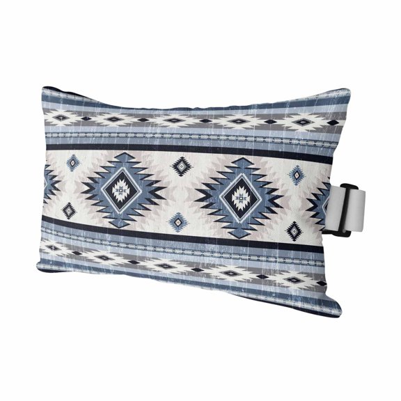 Blue Southwestern Outdoor Chaise Lounge Pillows Native Aztec Ethnic Style Geometric Lumbar Pillows with Insert Adjustable Elastic Strap Headrest Pillow for Recliner Patio Chair 1 Pack 11x16 Inch