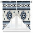 thumbnail image 1 of Blue Southwestern Swag Valances for Windows 2 Pack Native Aztec Ethnic Style Geometric Swag Kitchen Curtains 36 Inches Long Rod Pocket Short Window Treatment for Kitchen Bathroom 28"x36", 1 of 8