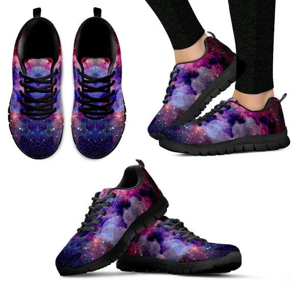 Blue Space Galaxy Fashion Women Lace up Flat Shoe Casual Mesh Sneaker for Ladies Comfort Lightweight Walk Footwear