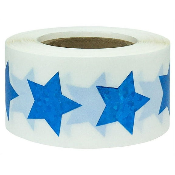 Blue Sparkle Star Shaped Stickers | 0.75" inch - 500 Pack | InStockLabels.com