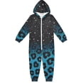 thumbnail image 1 of Blue Sparkly Glitter Leopard One Piece Pajamas Soft Jumpsuit Cozy Sleep and Play Romper Zipper and Pockets 12-13Y, 1 of 8