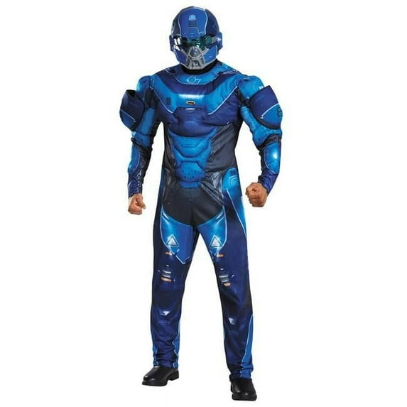 Blue Spartan Muscle Adult Costume, Size 50-52