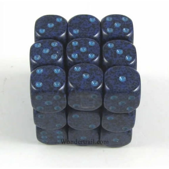 Blue Speckled 12mm D6 Dice Set (27) Crystal Caste