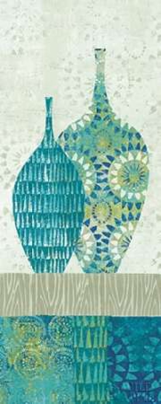 Blue Spice Stripe Panel I Canvas Art - Wild Apple Portfolio (24 x 48)