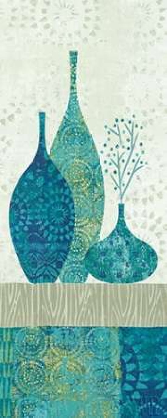 Blue Spice Stripe Panel II Canvas Art - Wild Apple Portfolio (24 x 48)