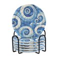 thumbnail image 1 of Blue Spiral Art Drink Coasters with Holder Absorbent Coaster for Coffee Table Room Decor 6 Pack, 1 of 7