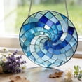 thumbnail image 1 of Blue Spiral Glass Suncatcher v2, Colorful Geometric Window Art, Mosaic Church Decor, 6.3 in, 1 of 3
